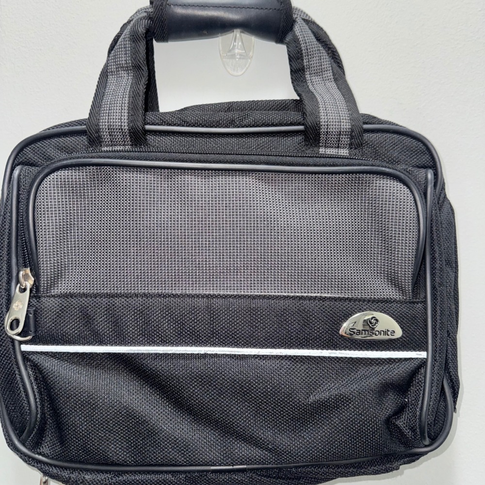 Vintage 2000 Samsonite Hanging Toiletry Bag Black Travel Organizer Dopp Kit Y2K